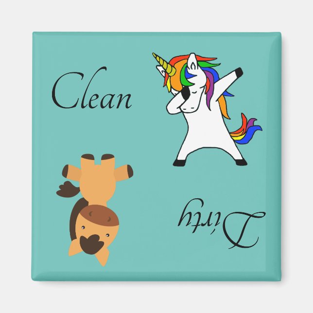 Imã Dirk Clean Dishwasher Magnet Dabbing Unicorn (Frente)