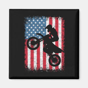 Imã Dirt Bike Motocross Biker American Flag 4th De Jul