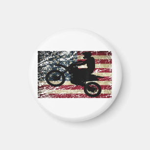 Imã Dirt Bike USA Flag T-Shirt Motocross American Flag