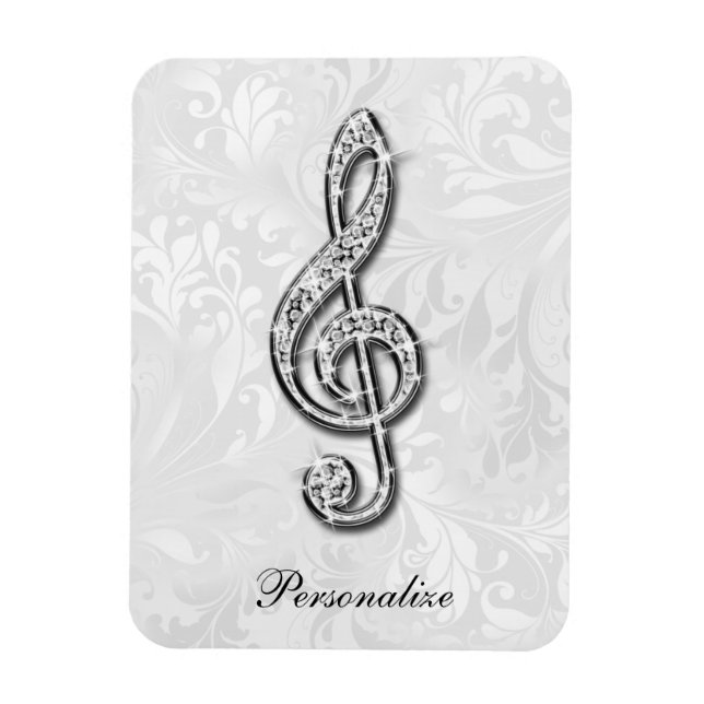 Ímã Discagem Personalizada com Nota de Música Floral D (Vertical)