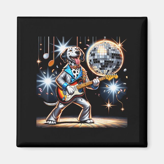 Imã Disco Ball Guitar Dalmatian Dog Men Women Kids  (Frente)