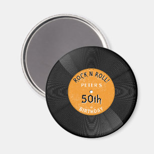 Imã Disco de Vinil Retro Rock N Roll Laranja Aniversár