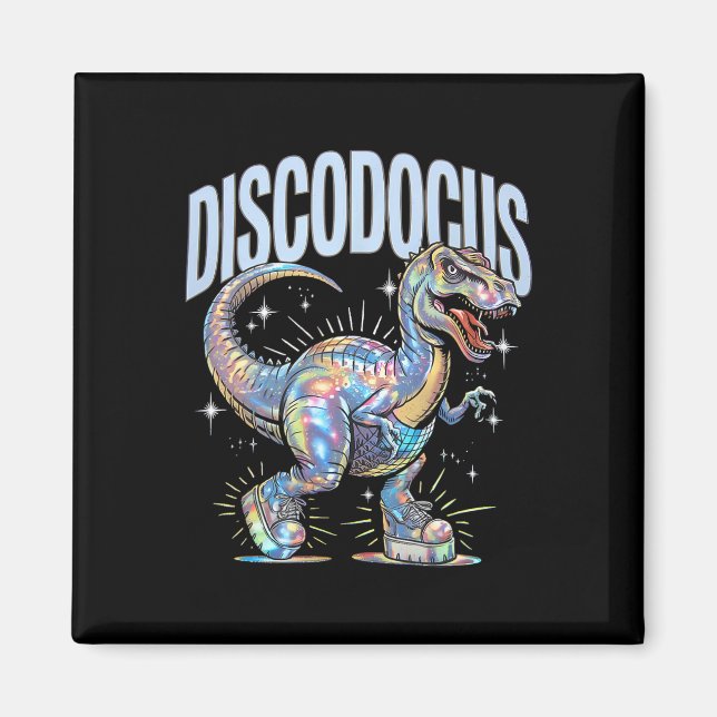 Imã Disco Dinossaur Diplodocus 70s Dino Dancing Funny  (Frente)