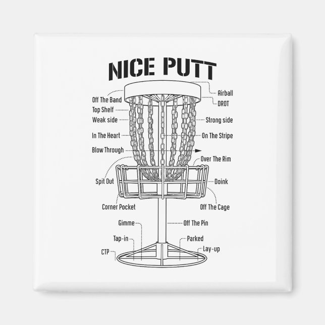 Imã Disco Golfe Esboço Belo Putt Engraçado Jargão de P (Frente)