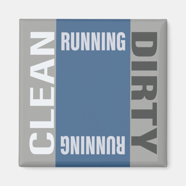 Imã Dishwasher Clean Dirty Running Modern Blue Gray (Frente)