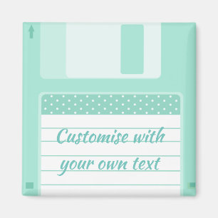 Imã Disquete Teal Cugado para Personalizar com Texto P