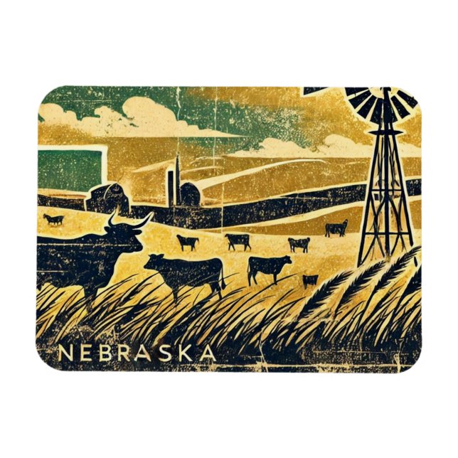 Ímã Distante Grunge do Nebraska (Horizontal)
