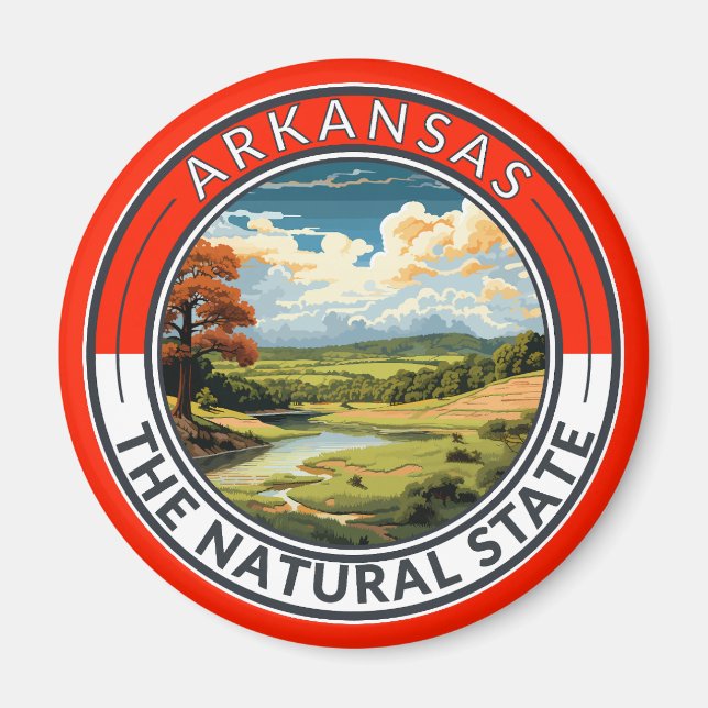 Imã Distintivo de Viagem de Arte do Arkansas (Frente)