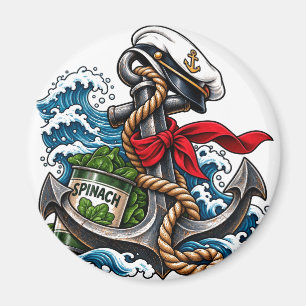Imã Distintivo Espinafre Âncora Marinheiro Vintage Ver