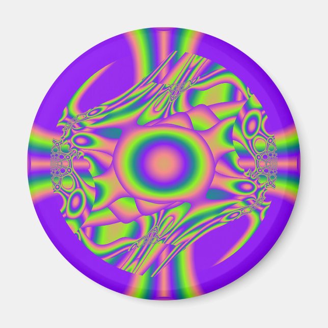 Imã Distorção Fractal Psicotrópico Verde Roxo (Frente)