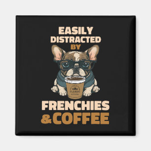 Imã Distraído Por Cães Franceses Bulldog Frenchie Café