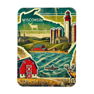 Ímã Distress Grunge Wisconsin