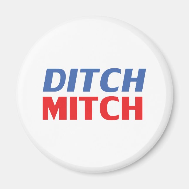 Imã Ditch Mitch vermelho branco azul moderno tipografi (Frente)