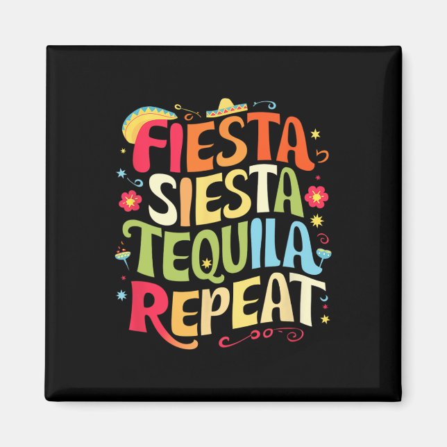 Imã Ditos Engraçados Fiesta Siesta Repita Cinco De May (Frente)