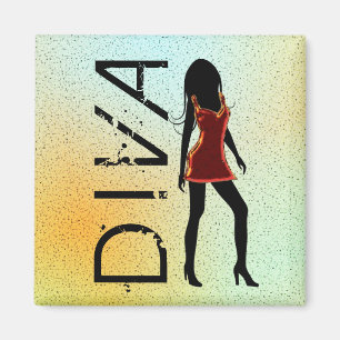 Imã Diva de Moda em Magnetos Quadrados Personalizados 