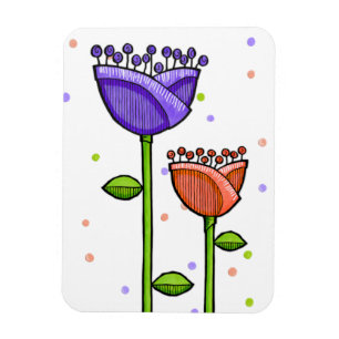 Ímã Diversão das flores de laranja roxo Ponto Premium