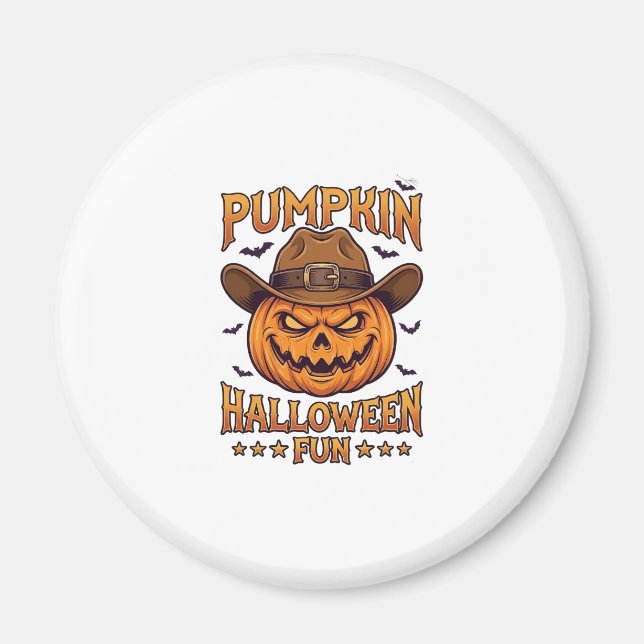 Imã Diversão de Halloween de Abóbora Lanterna de Jack  (Frente)