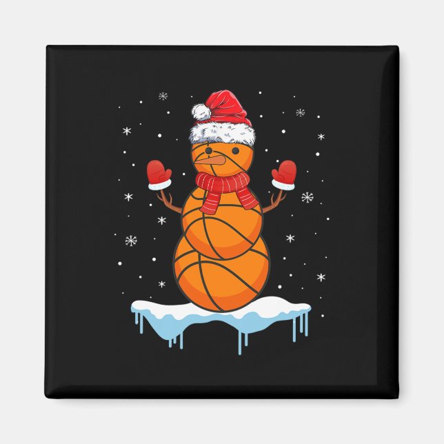 Imã Diversão de Papais noeis de basquete de Natal Snow (Frente)