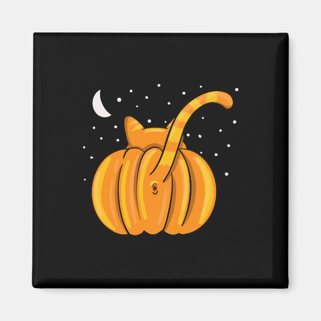 Imã Diversão do Halloween Bumbum Pumpkin Orange Tab (Frente)