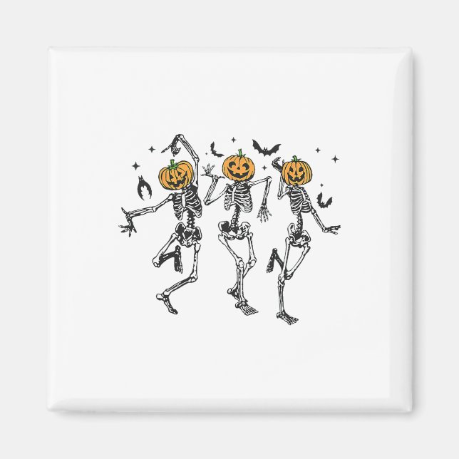 Imã Diversão Halloween Pumpkin Dancing Skeleton Costum (Frente)