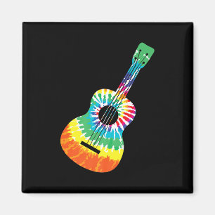 Imã Diversão Hippie Rainbow Tie Dye Acoustic Guitar P