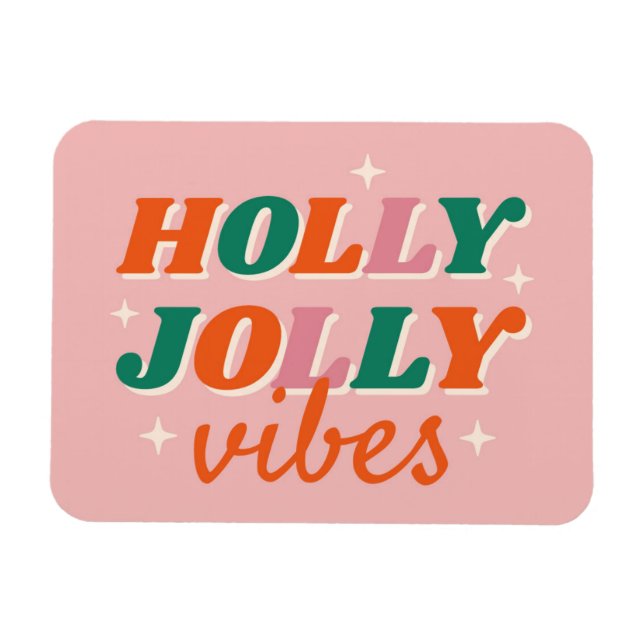 Ímã Diversão Holly Jolly Vibes Design de Natal (Horizontal)