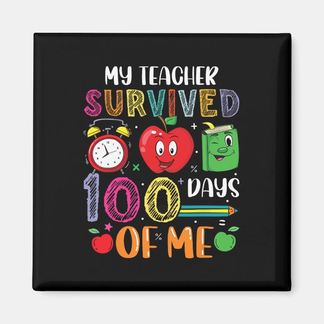 Imã Diversão Minha professora sobreviveu 100 dias comi (Frente)