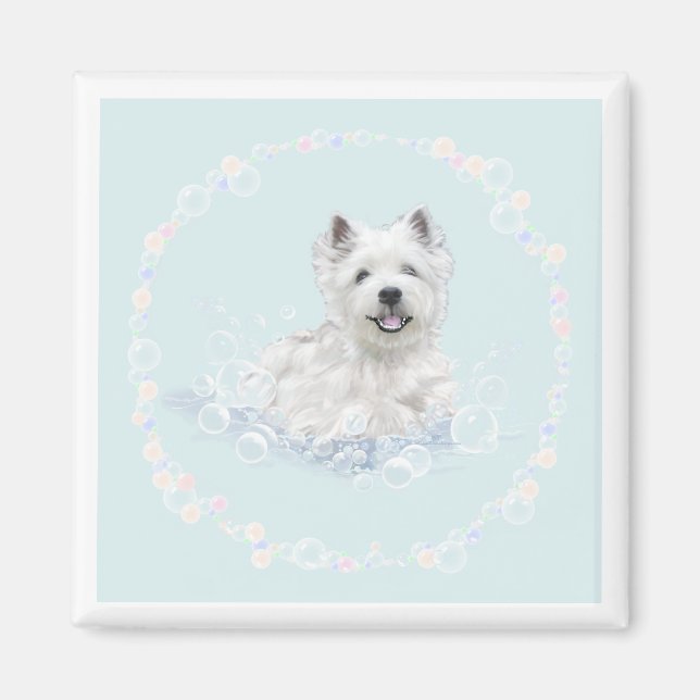 Imã Diversão na hora do banho do Westie (Frente)