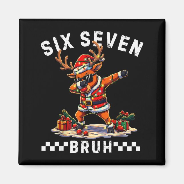 Imã Divertido 67 Natal Seis Sete Meme Dabbing Rena (Frente)