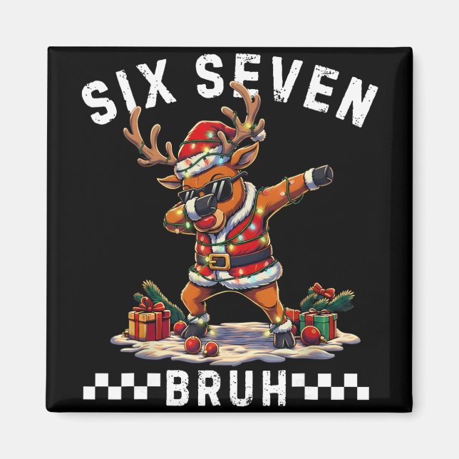 Imã Divertido 67 Natal Seis Sete Meme Dabbing Rena (Frente)