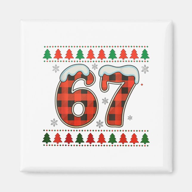 Imã Divertido 67 Seis Sete Esquadrão Meme Natal Suéter (Frente)