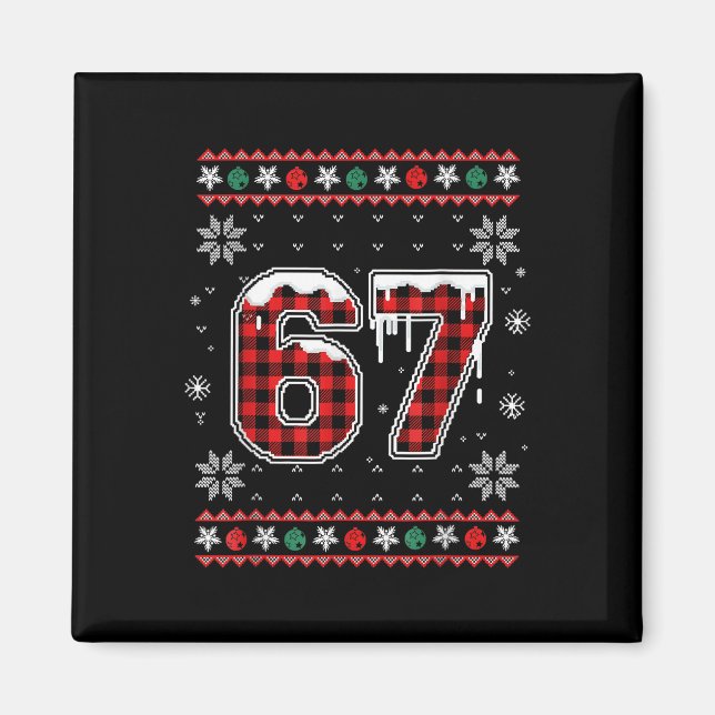 Imã Divertido 67 Seis Sete Esquadrão Meme Natal Suéter (Frente)