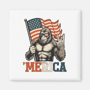 Imã Divertido Bigfoot Merica Rocha Bandeira dos EUA Pa