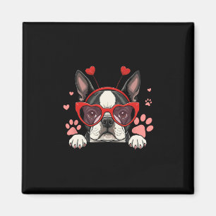 Imã Divertido Boston Terrier Coração Cabeça e Dia dos 