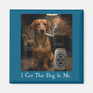 Imã Divertido Cachorro Dachshund Fumando Cerveja