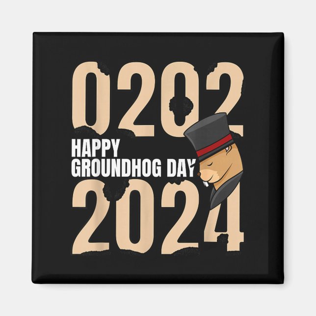 Imã Divertido Feliz Dia do Groundhog 2 de Fevereiro de (Frente)