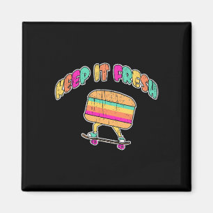 Imã Divertido Manter Fresco Skateboard Hambúrguer Retr