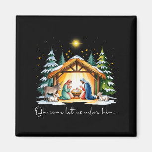 Imã Divertido Natal Cristão Jesus Oh Venha Vamos Adora