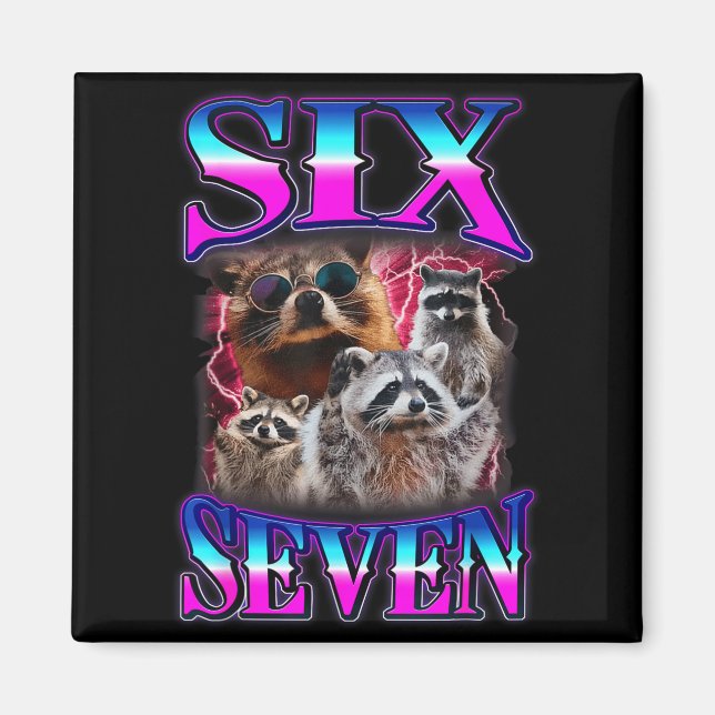 Imã Divertido Seis Sete 67 Meme 67 Guaxinim Meme Bootl (Frente)