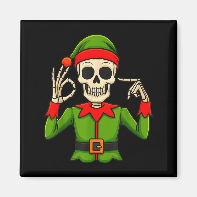 Imã Divertido Seis Sete 67 Meme 6 7 Natal Elfo Mão Men (Frente)