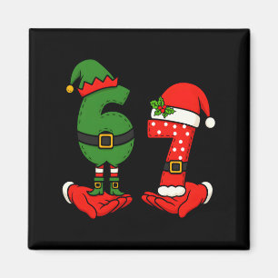 Imã Divertido Seis Sete 67 Meme 6 7 Natal Elfo Mão Men
