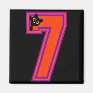 Imã Divertido Seis Sete 6 7 Dia das Bruxas Gato Preto