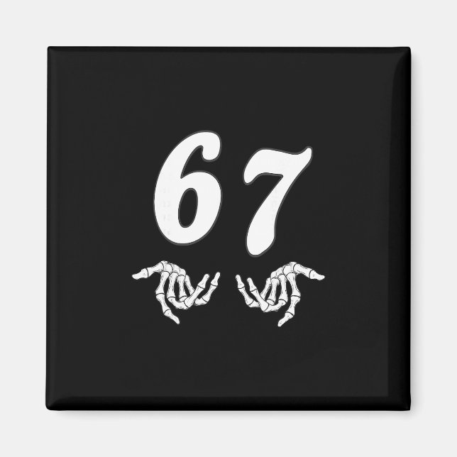 Imã Divertido Seis Sete 6 7 Meme 67 Esqueleto Mão Hall (Frente)