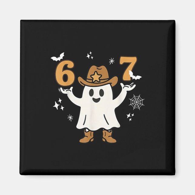Imã Divertido Seis Sete 6 7 Meme Cowboy Fantasma Hallo (Frente)