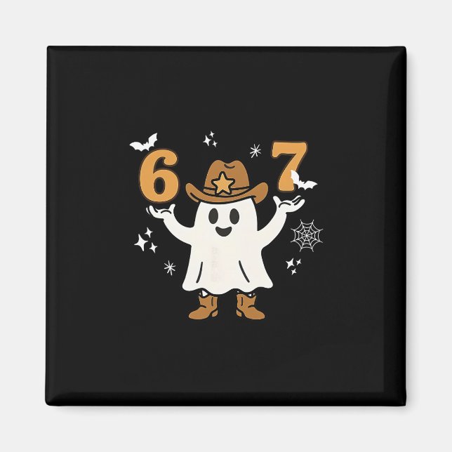 Imã Divertido Seis Sete 6 7 Meme Cowboy Fantasma Hallo (Frente)