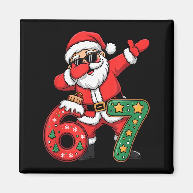 Imã Divertido Seis Sete 6 7 Meme Papai Noel Dab Natal  (Frente)