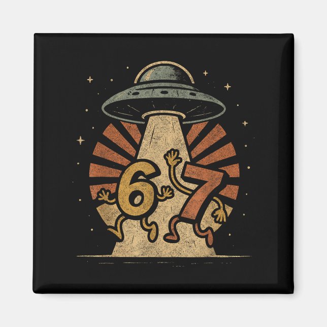 Imã Divertido Six Seven 67 Meme Meme de Internet Ufo G (Frente)
