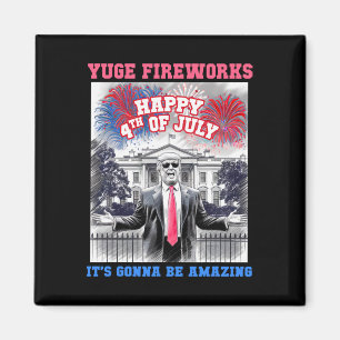 Imã Divertido Trump Feliz 4 De Julho Yuge Fogos De Art