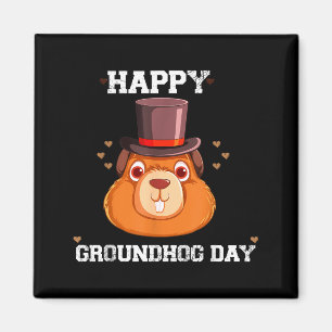 Imã Divertido Vintage Feliz Dia do Groundhog 2024 Cele