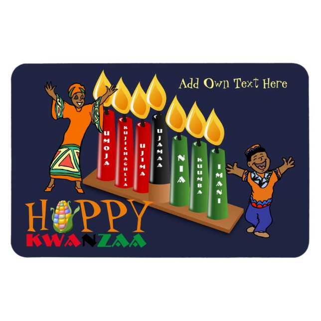 Ímã Divirta Feliz Kwanzaa 7 Princípios Personalizados (Horizontal)